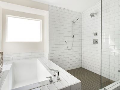 Shower with Textured Tile Walls